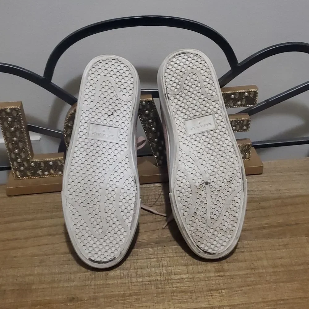 Zara Man Low Top Sneakers Mens 9 Blush Pink Textured Faux Leather Lace Up Shoes